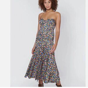 Veronica Beard Silk Floral Strapless Dress sz 8